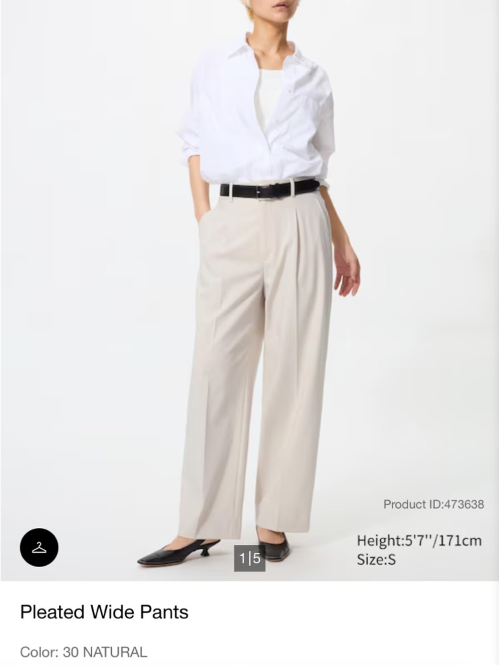Uniqlo Pleated Wide Pants in Natural
